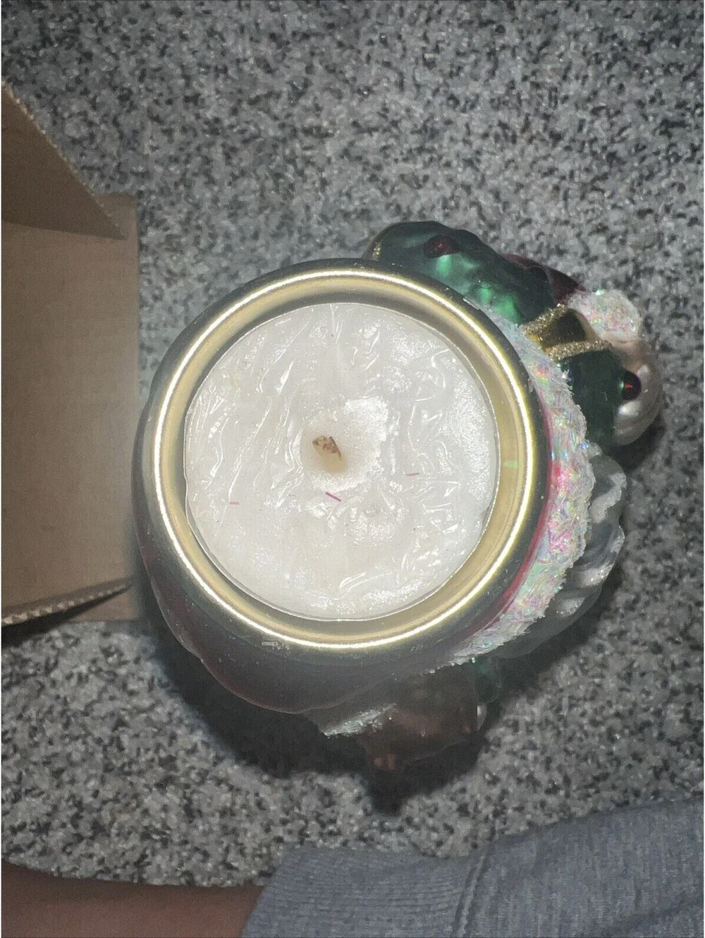 Vintage Santa Candle Holder Glass Mercury